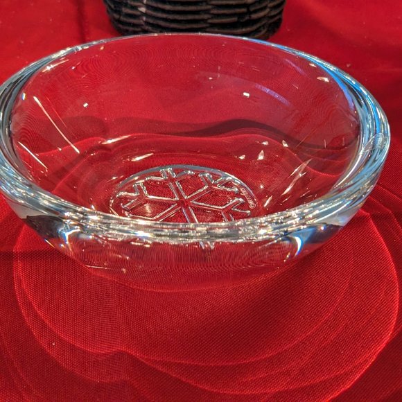 Orrefors Round Heavy Crystal Snowflake Bowl - Picture 7 of 13